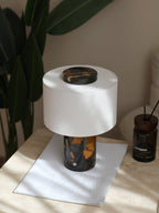Lampe à poser moderne Rafael en pierre Travertin jaune