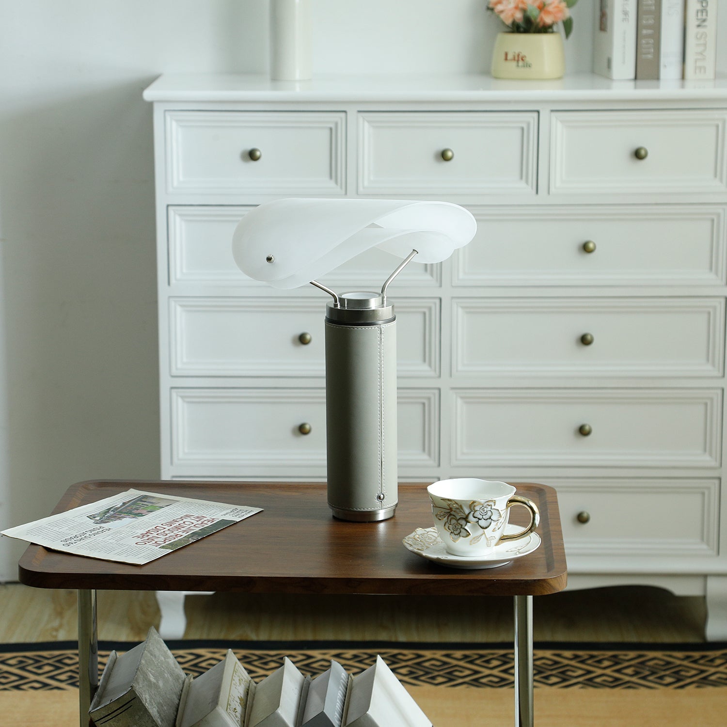 Lampe à poser moderne Rafael en Travertin, Marbre