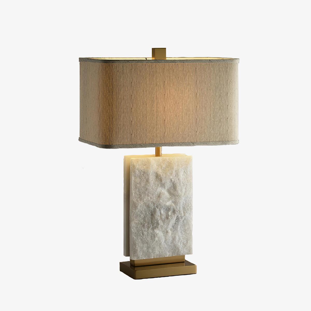 Lampe à poser moderne Mox en Marbre, Tissu, Métal Doré et blanc