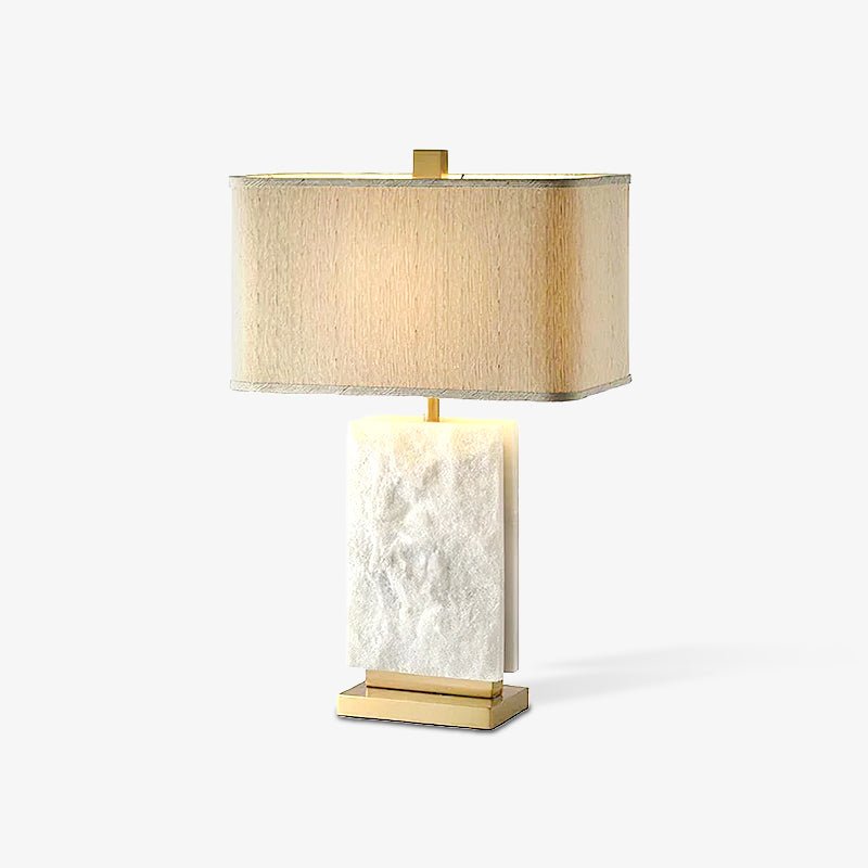 Lampe à poser moderne Mox en Marbre, Tissu, Métal Doré et blanc