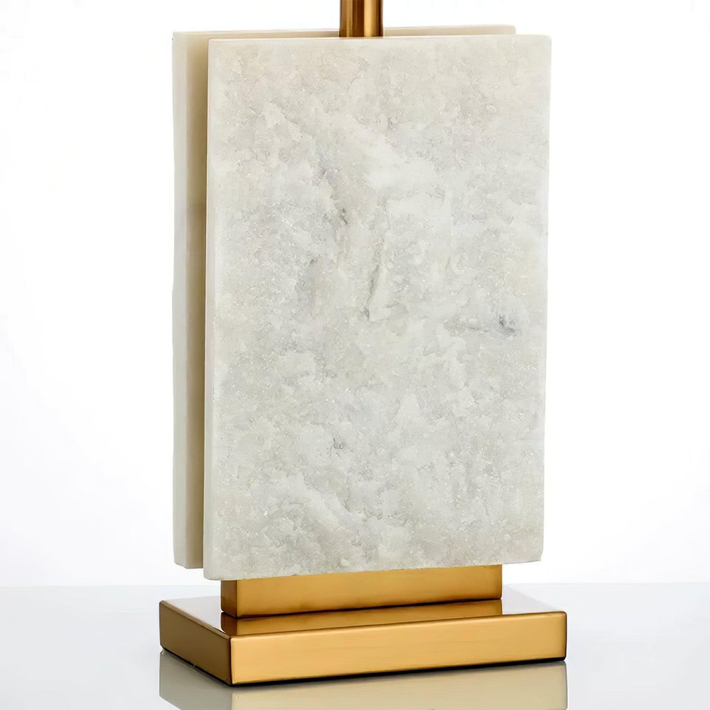 Lampe à poser moderne Mox en Marbre, Tissu, Métal Doré et blanc