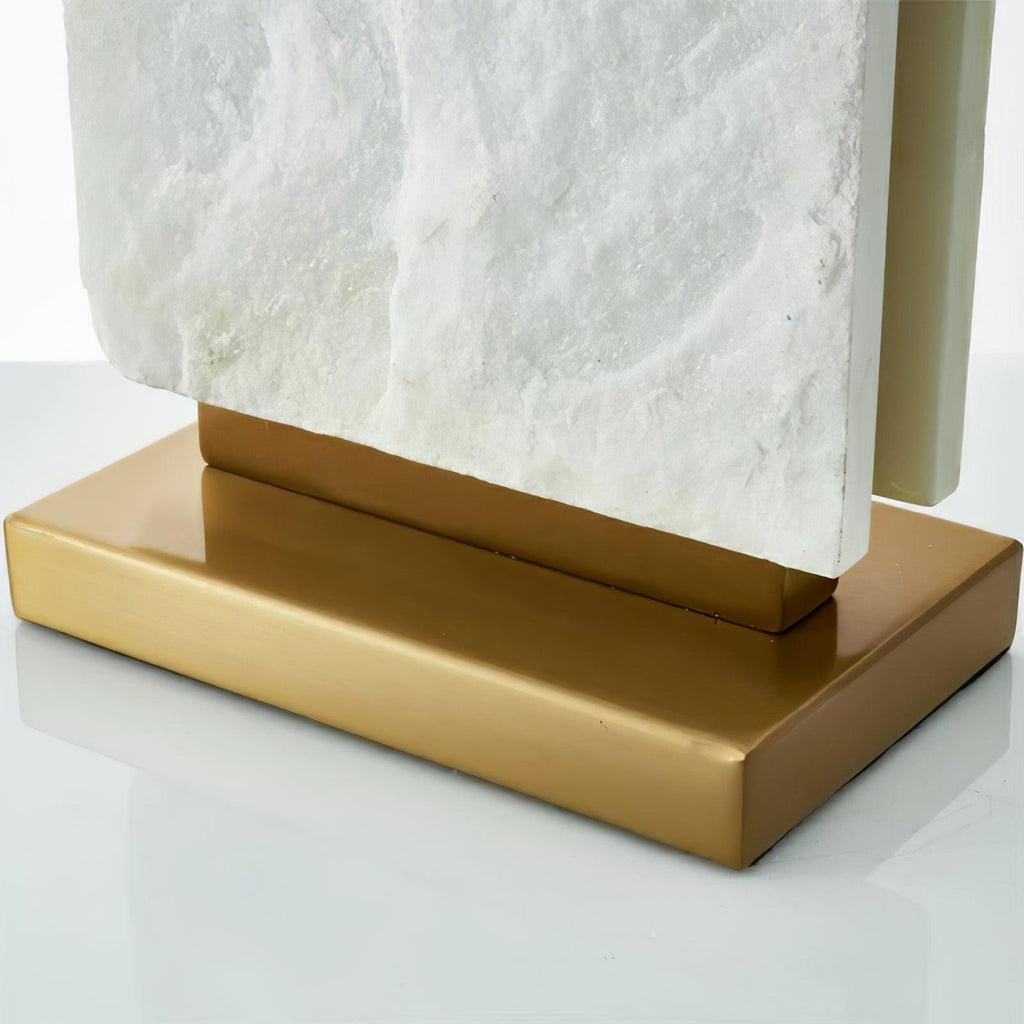 Lampe à poser moderne Mox en Marbre, Tissu, Métal Doré et blanc
