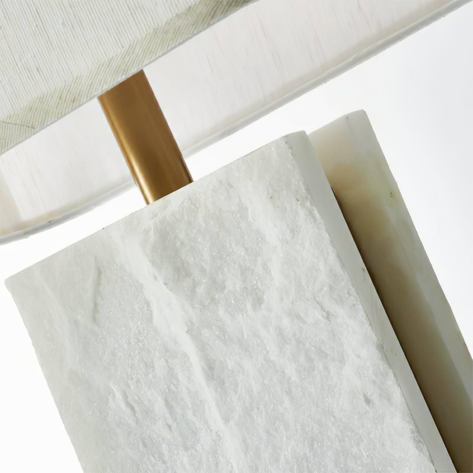 Lampe à poser moderne Mox en Marbre, Tissu, Métal Doré et blanc