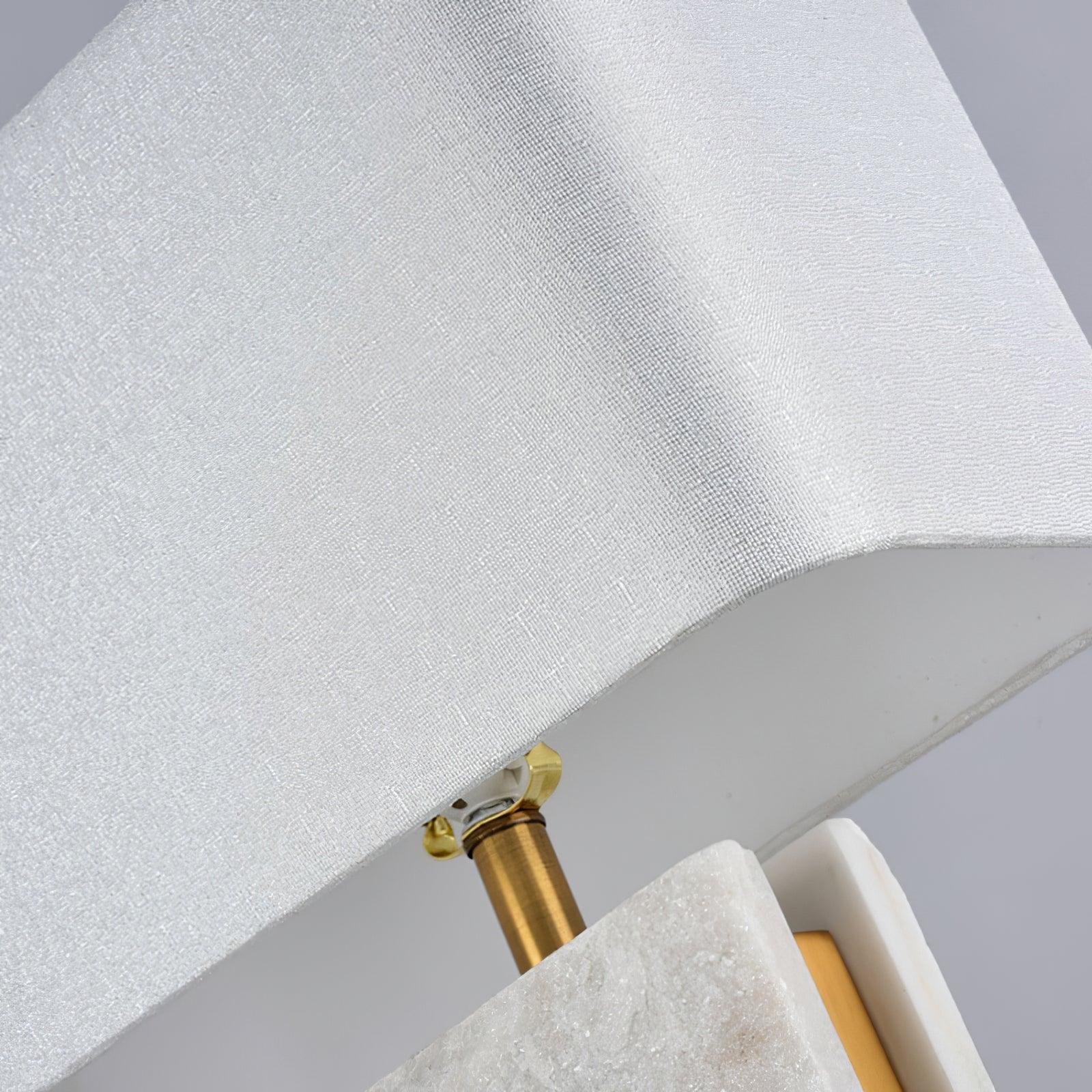 Lampe à poser moderne Mox en Marbre, Tissu, Métal Doré et blanc
