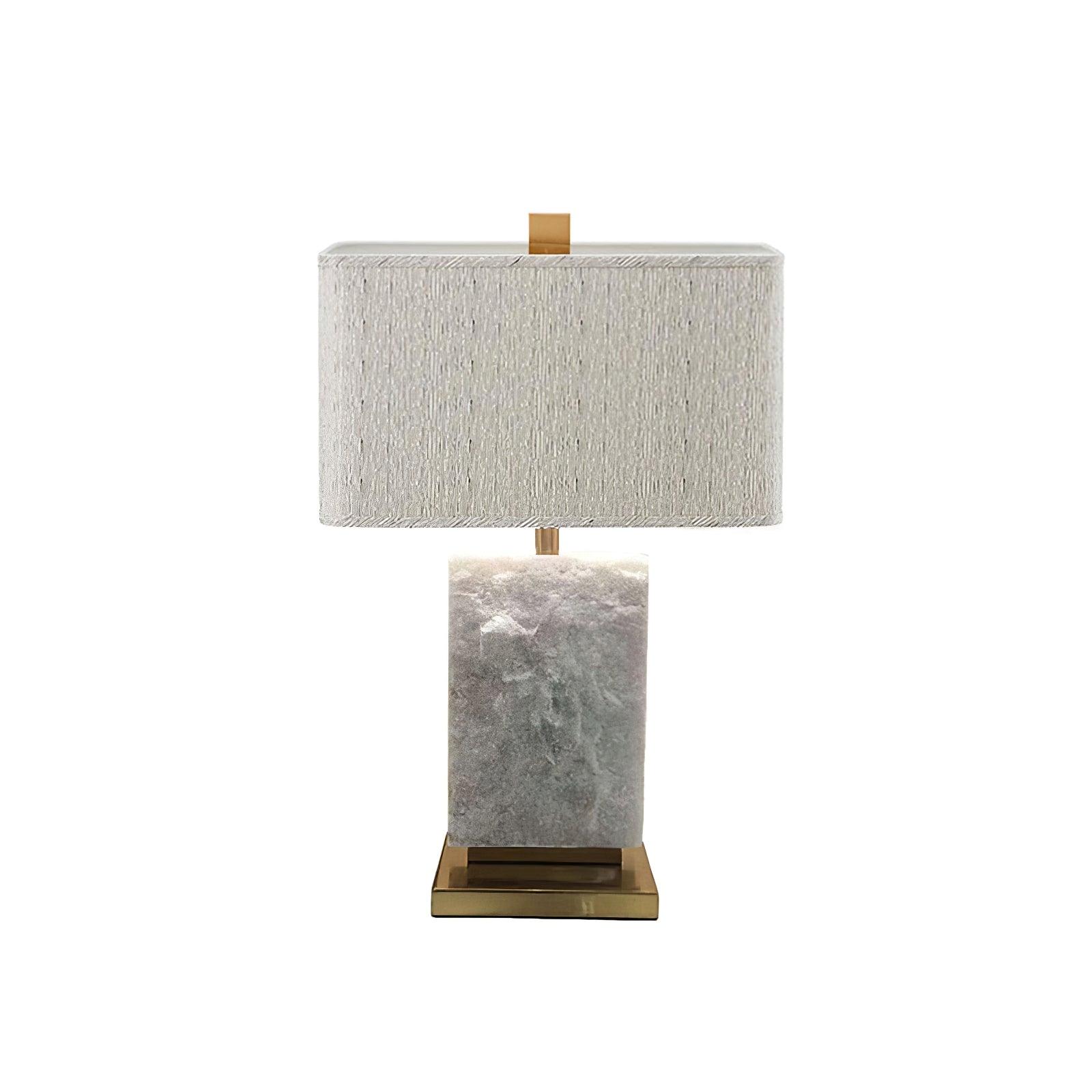 Lampe à poser moderne Mox en Marbre, Tissu, Métal Doré et blanc
