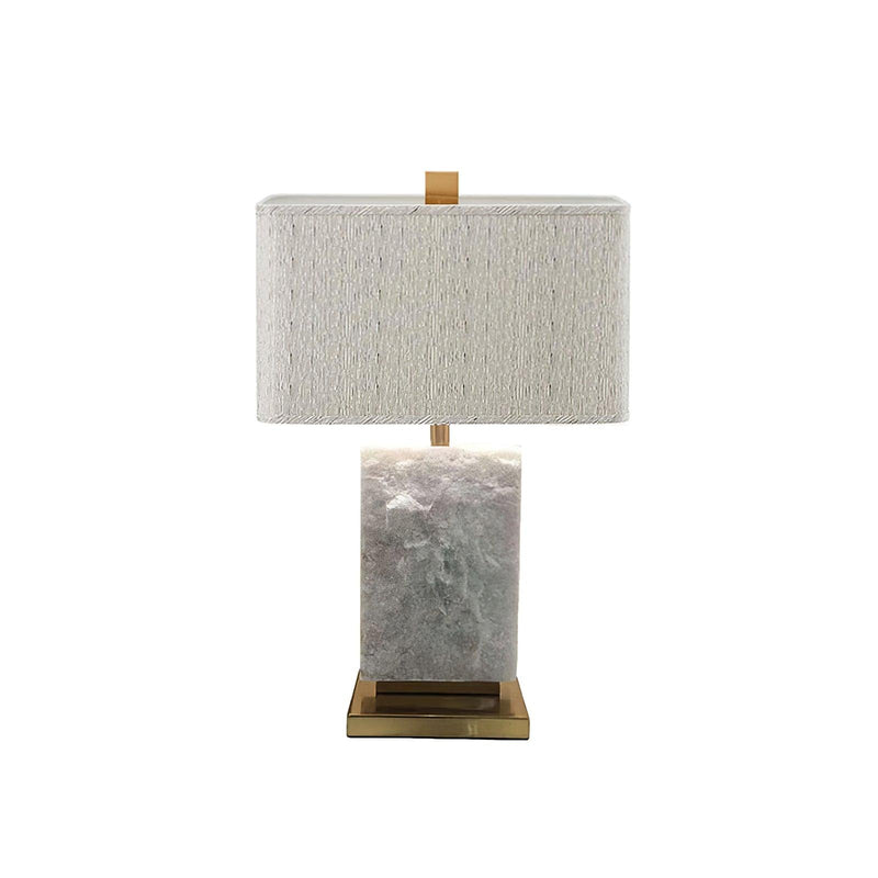 Lampe à poser moderne Mox en Marbre, Tissu, Métal Doré et blanc