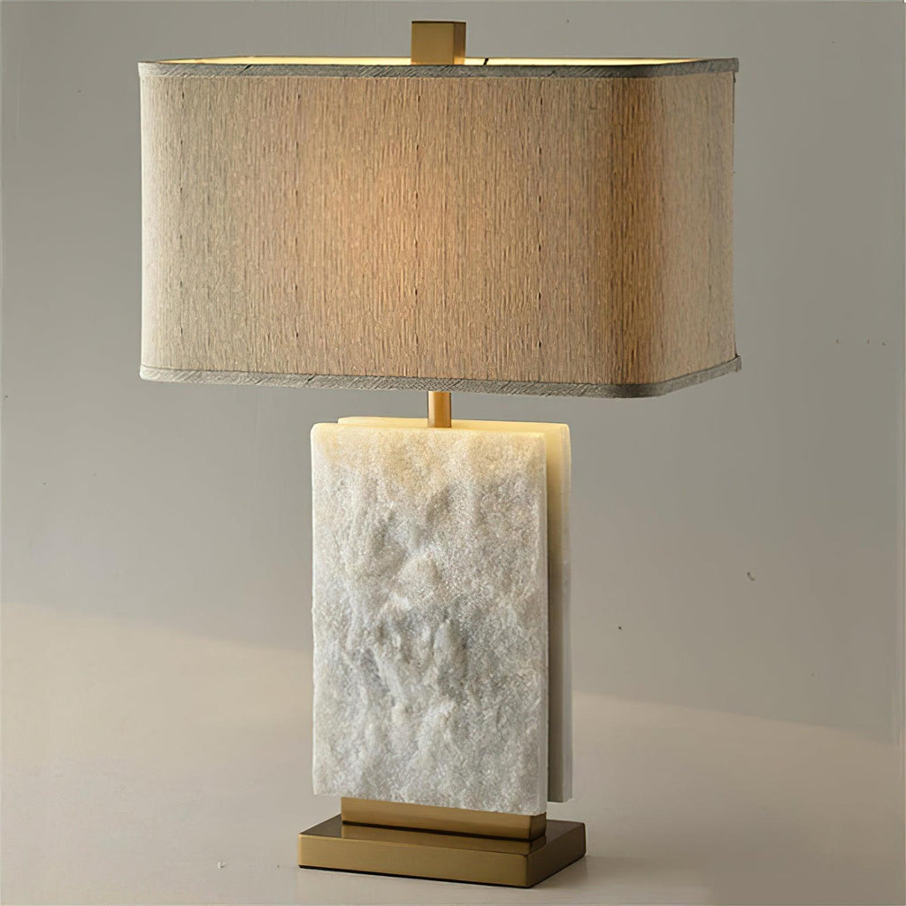 Lampe à poser moderne Mox en Marbre, Tissu, Métal Doré et blanc