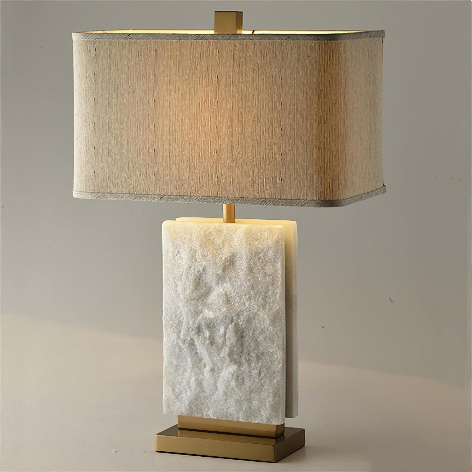Lampe à poser moderne Mox en Marbre, Tissu, Métal Doré et blanc