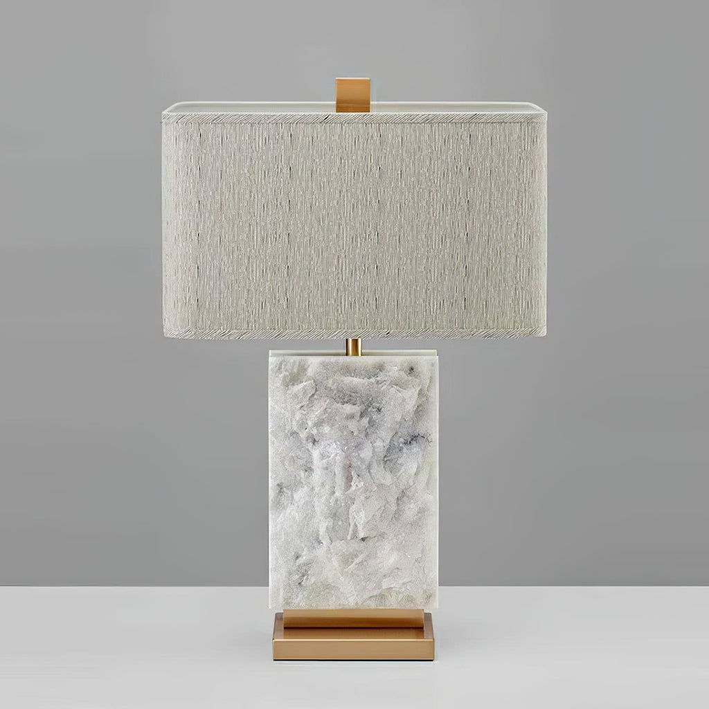 Lampe à poser moderne Mox en Marbre, Tissu, Métal Doré et blanc