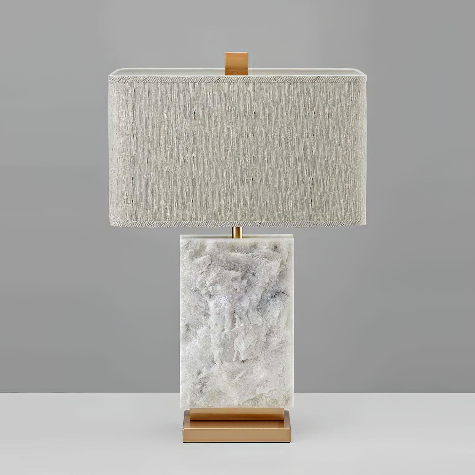 Lampe à poser moderne Mox en Marbre, Tissu, Métal Doré et blanc