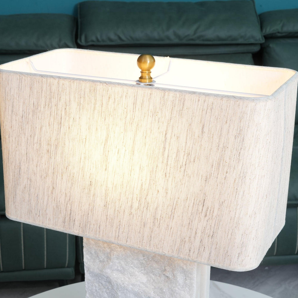 Lampe à poser moderne Mox en Marbre, Tissu, Métal Doré et blanc