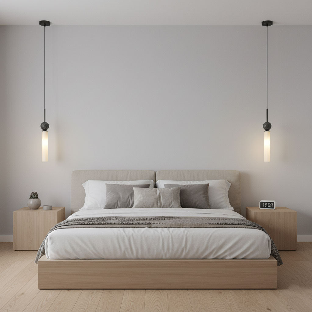 Suspension moderne Volmer en Laiton et noir marbre sphère