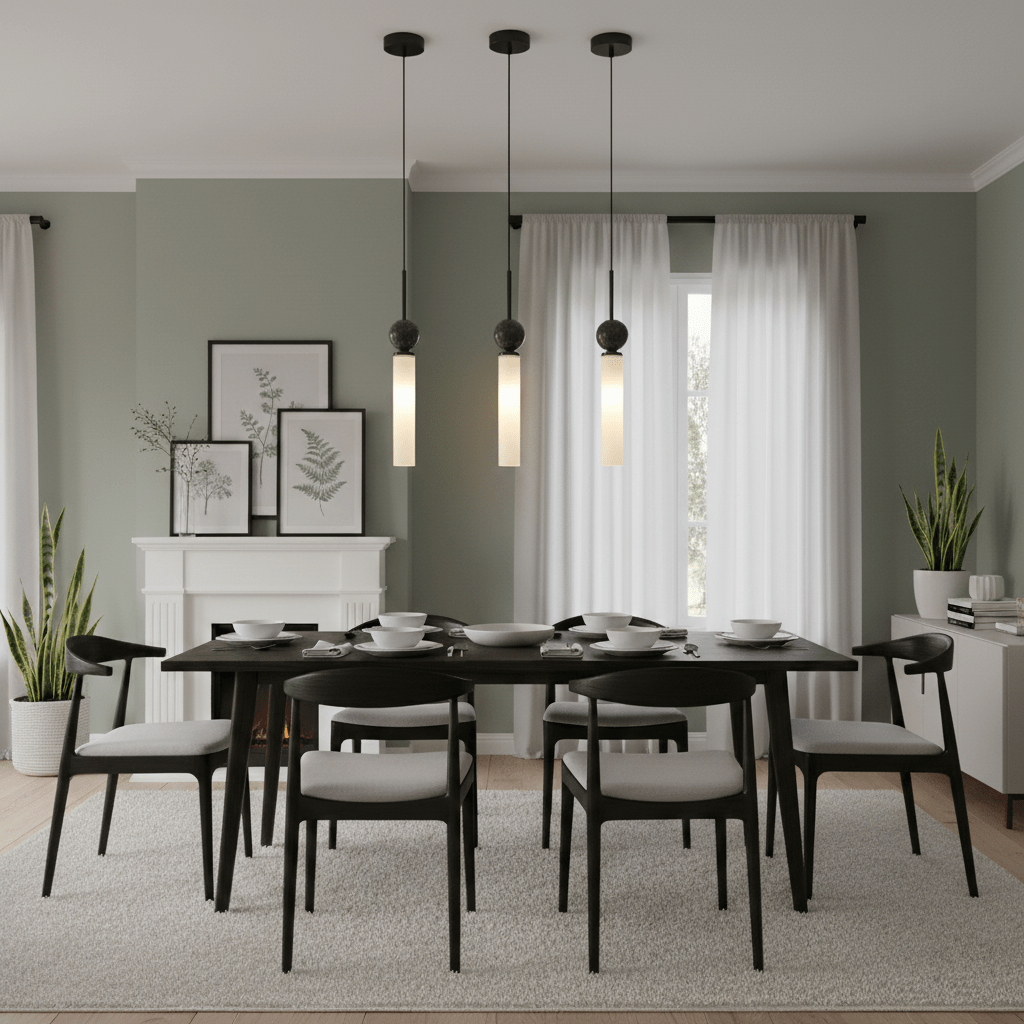 Suspension moderne Volmer en Noir et foncé vert marbre sphère