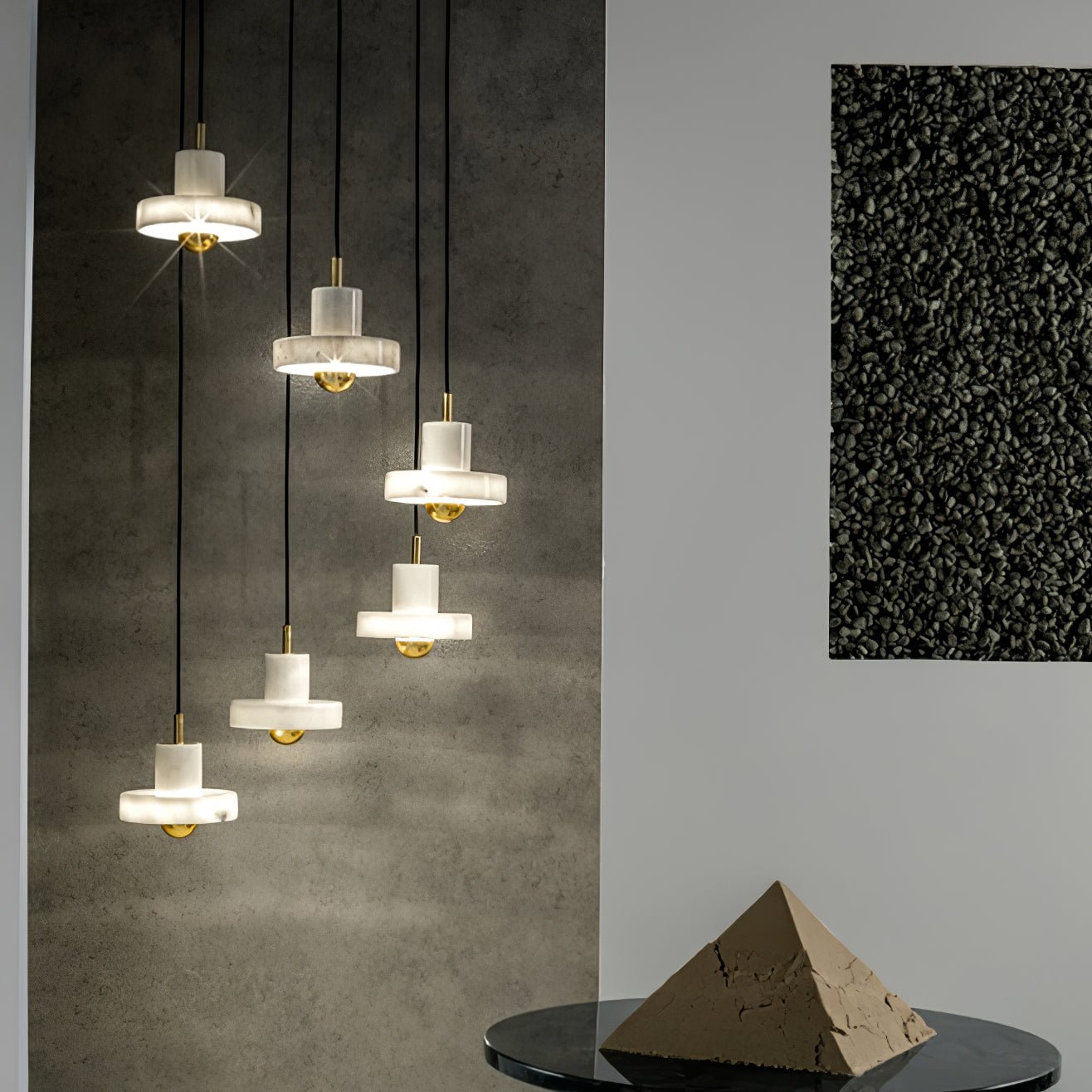 Suspension moderne Torbjorn en Marbre Or et blanc