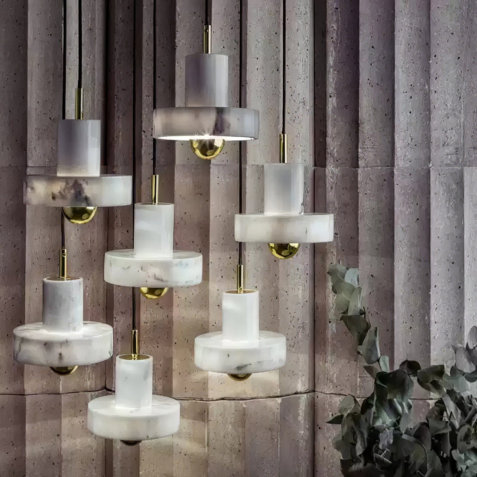 Suspension moderne Torbjorn en Marbre Or et blanc