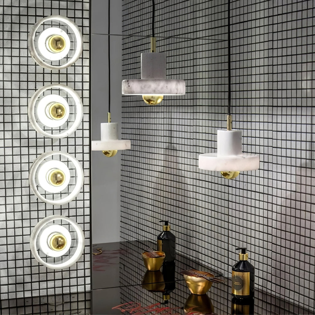 Suspension moderne Torbjorn en Marbre Or et blanc