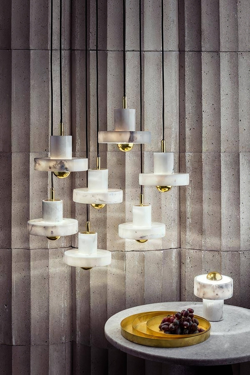 Suspension moderne Torbjorn en Marbre Or et blanc