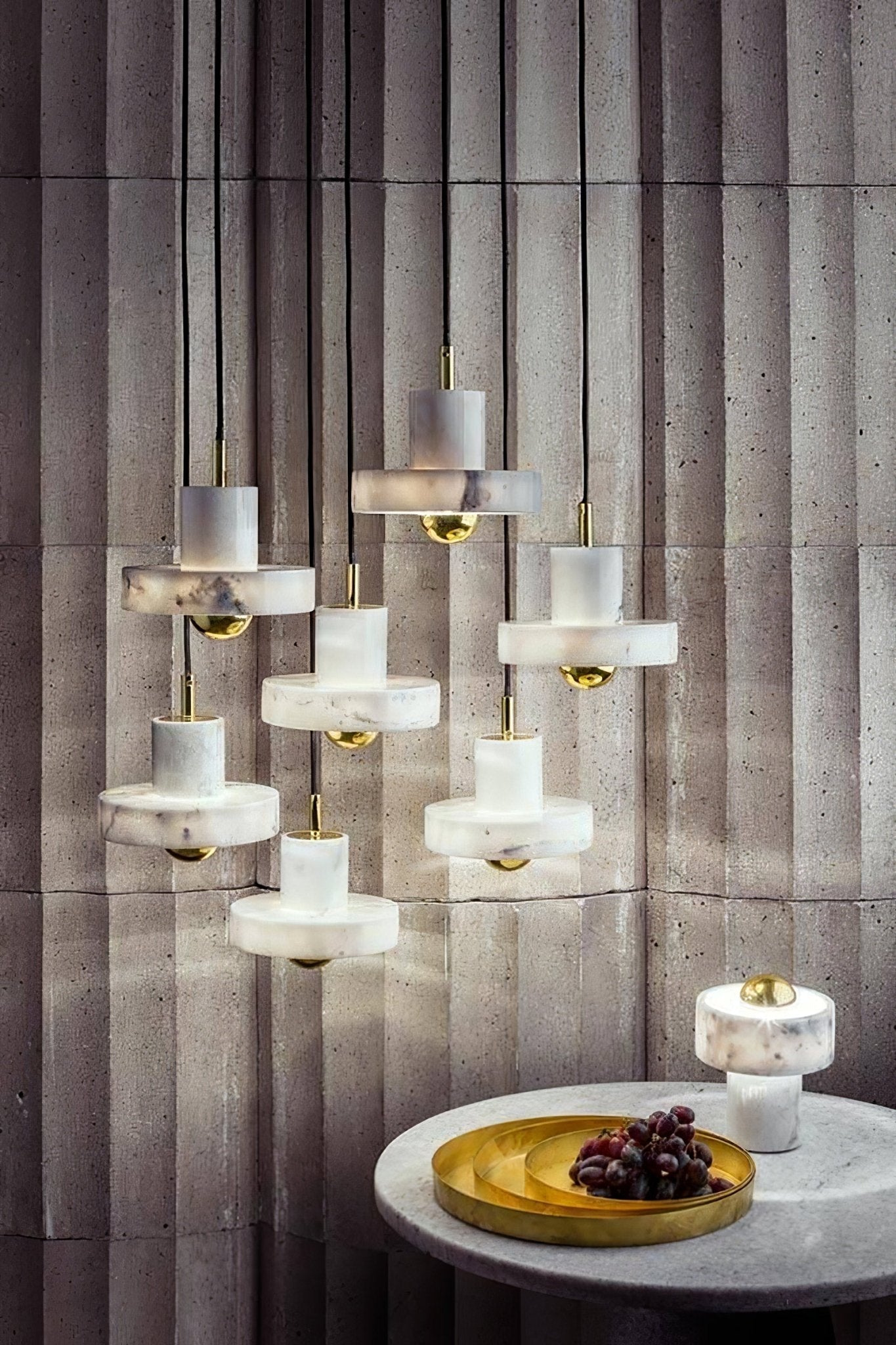 Suspension moderne Torbjorn en Marbre Or et blanc