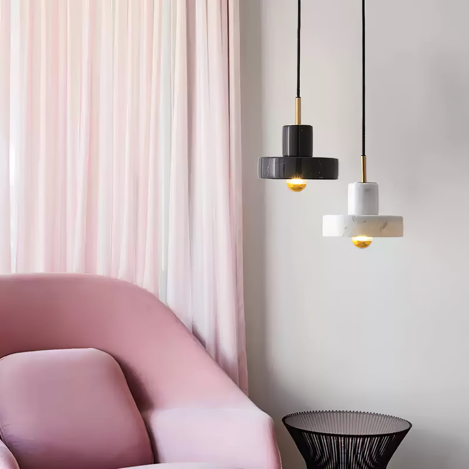 Suspension moderne Torbjorn en Marbre Or et blanc
