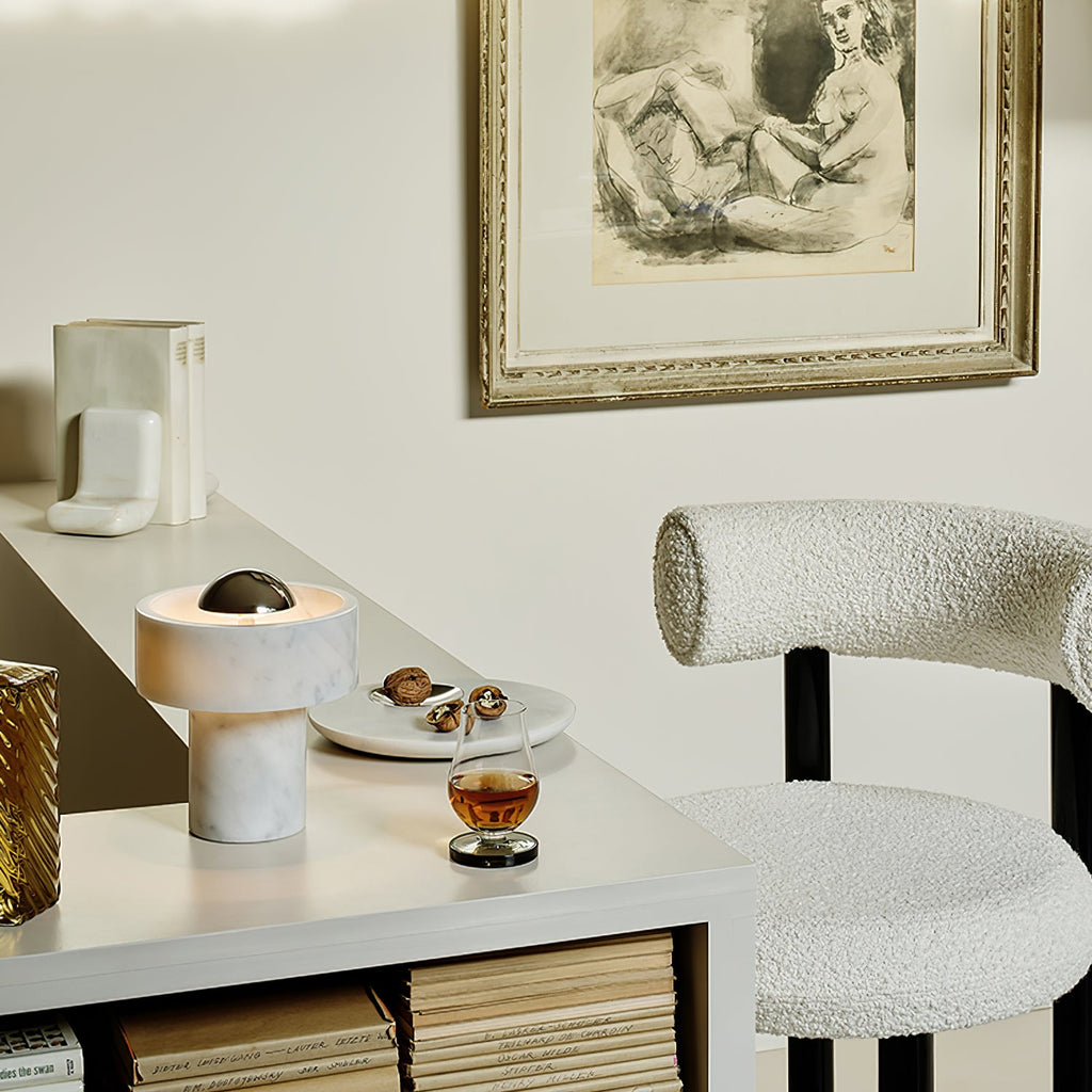 Lampe à poser moderne Hallvard en Marbre Or et blanc