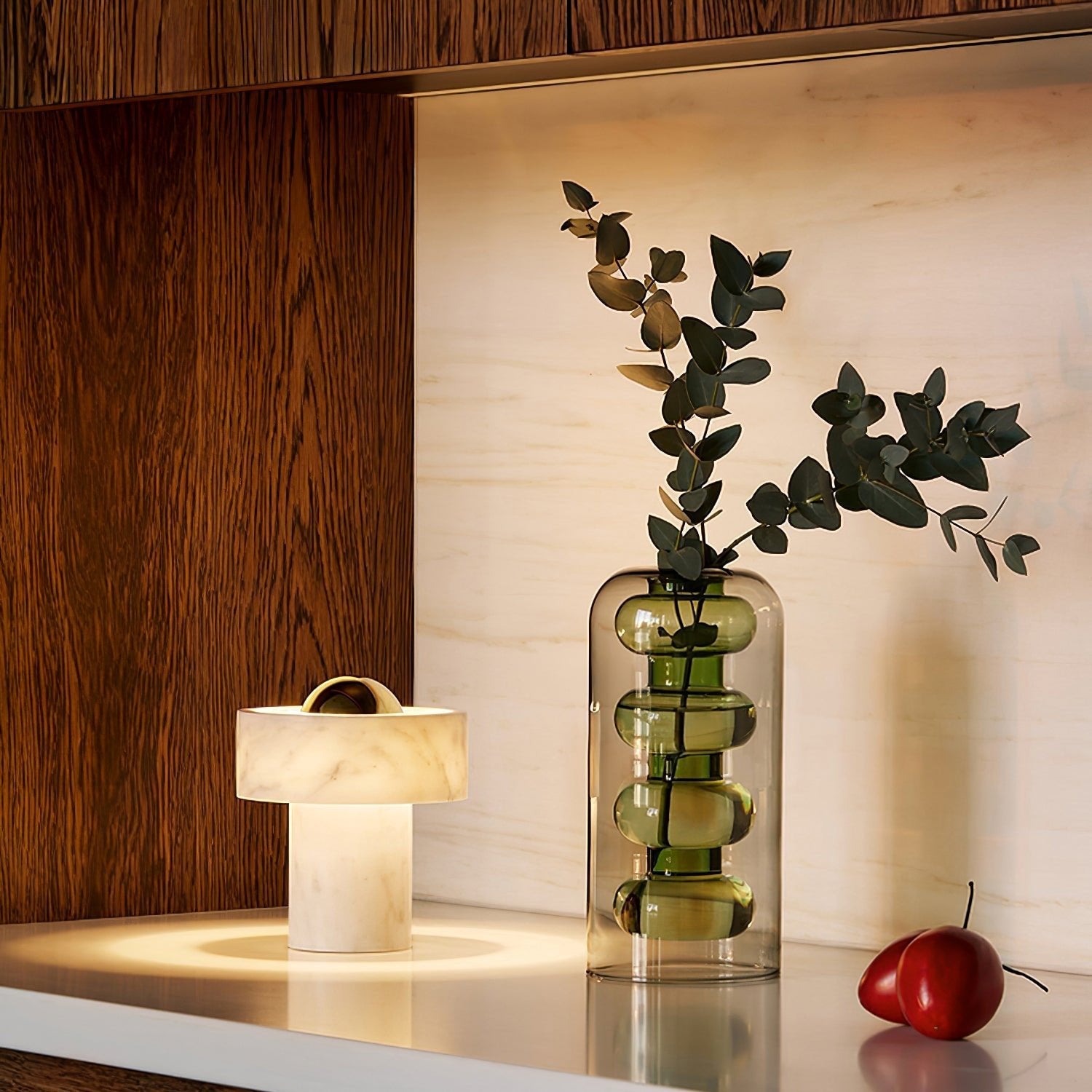Lampe à poser moderne Hallvard en Marbre Or et blanc
