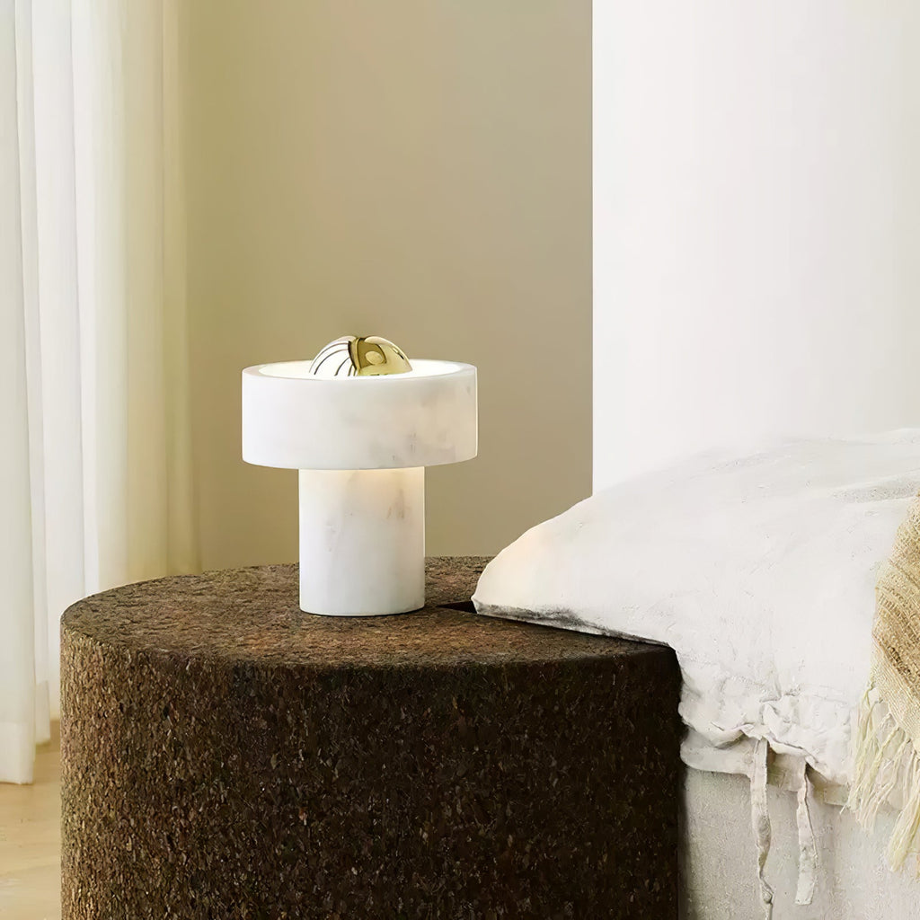 Lampe à poser moderne Hallvard en Marbre Or et blanc