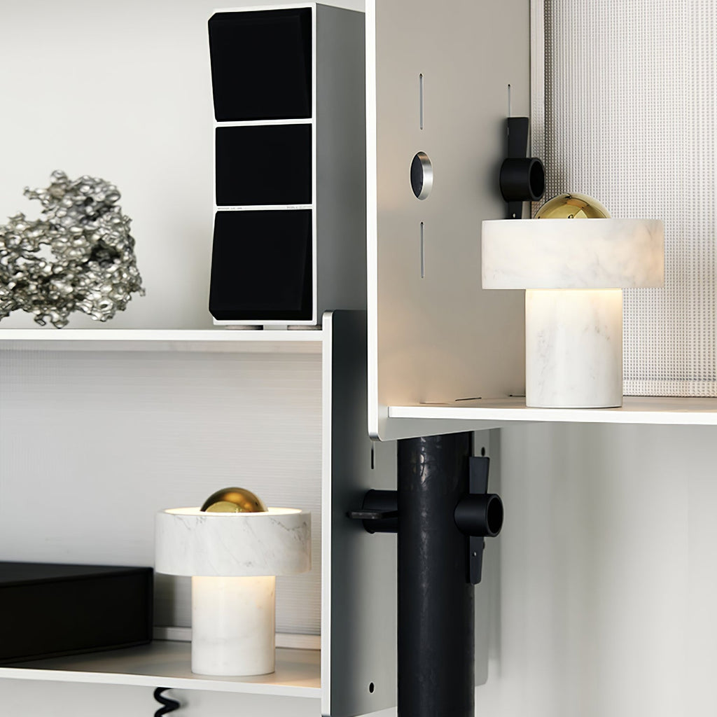 Lampe à poser moderne Hallvard en Marbre Or et blanc