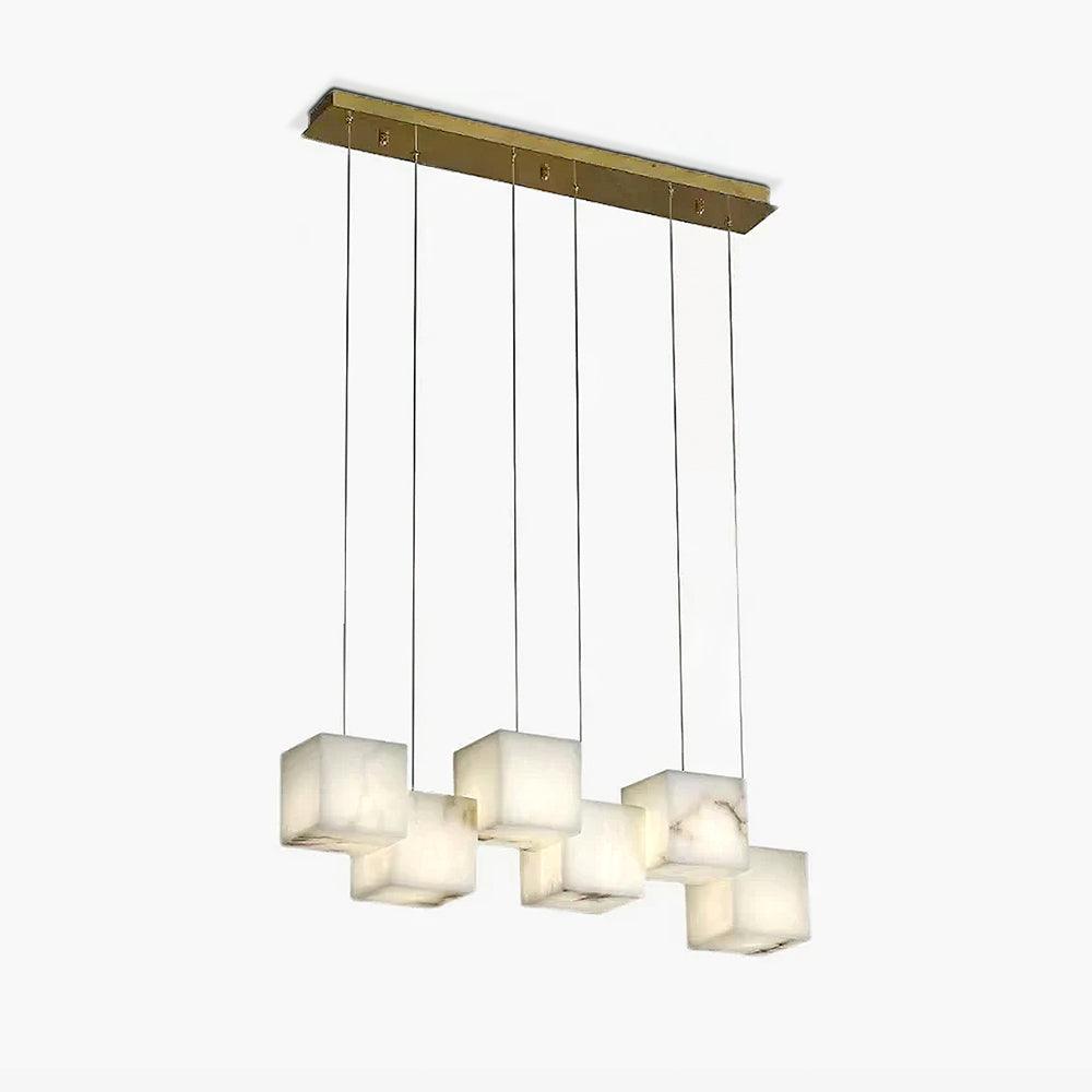 Lustre moderne Kiram en Albâtre Or et blanc