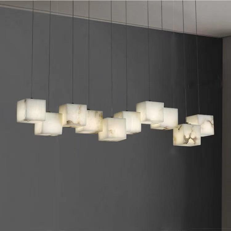 Lustre moderne Kiram en Albâtre Or et blanc