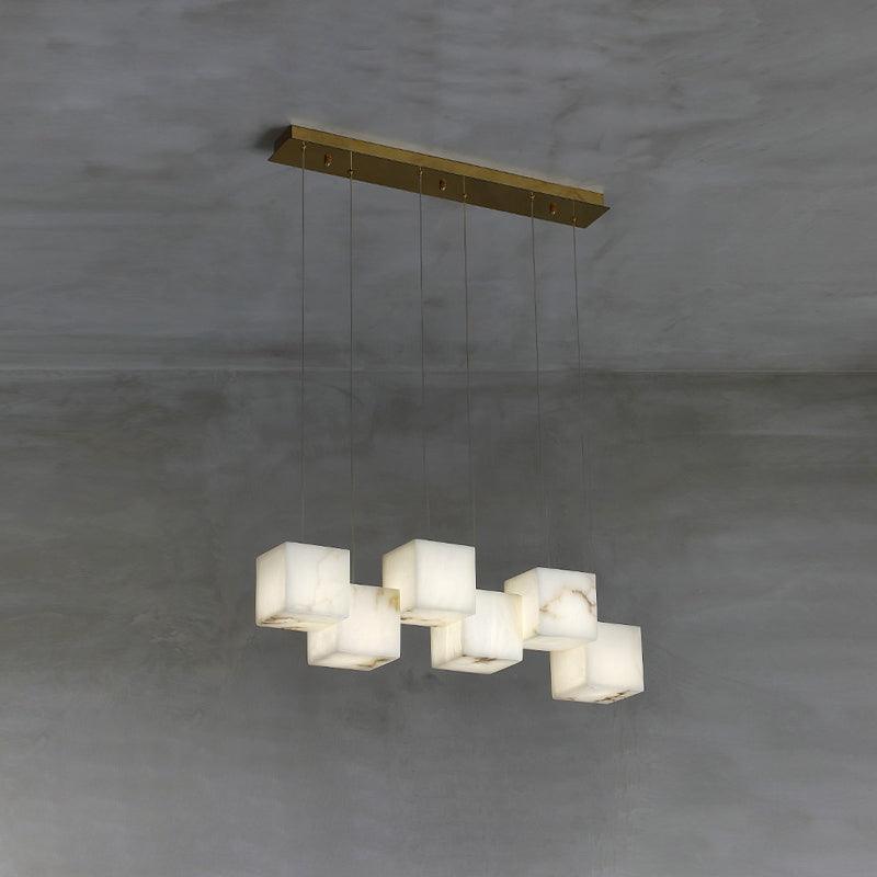 Lustre moderne Kiram en Albâtre Or et blanc