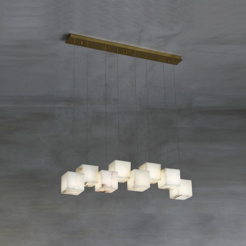 Lustre moderne Kiram en Albâtre Or et blanc