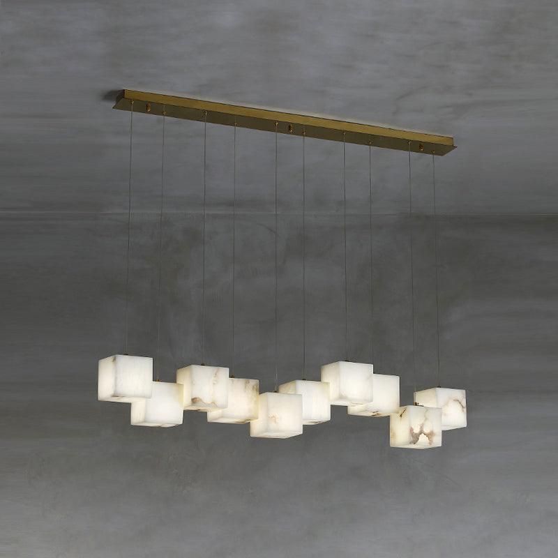 Lustre moderne Kiram en Albâtre Or et blanc