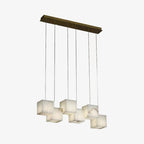 Lustre moderne Kiram en Albâtre Argenté et blanc