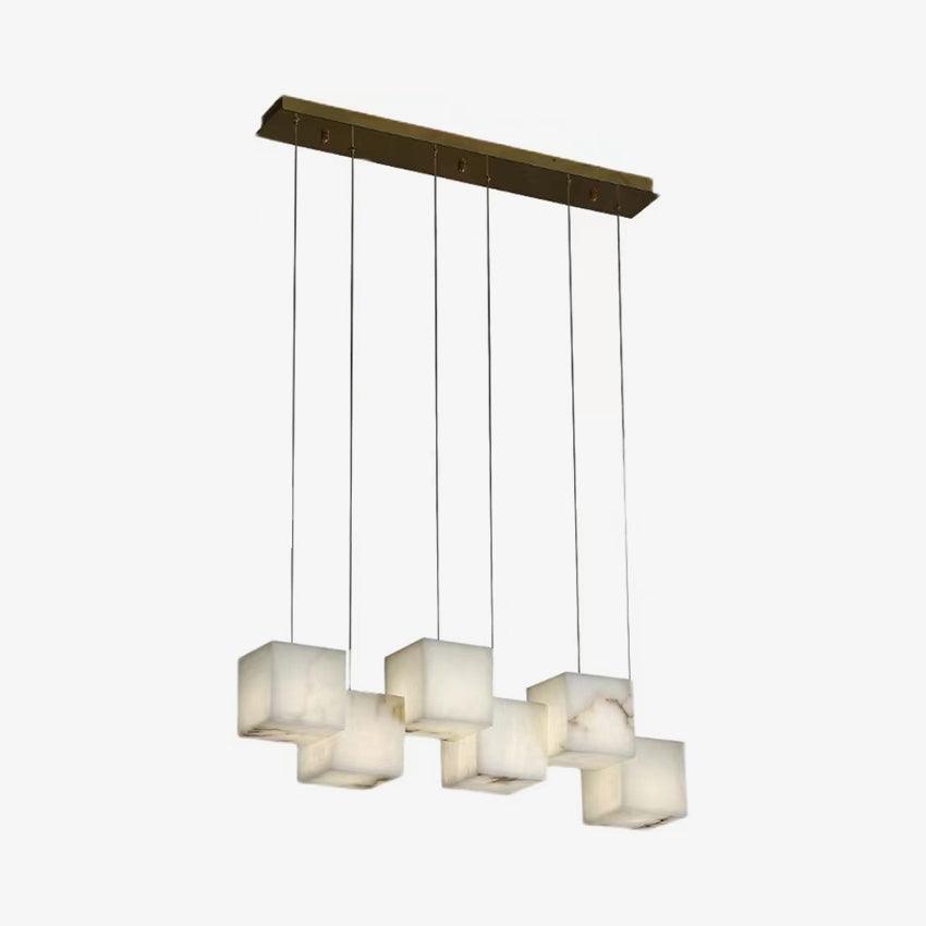 Lustre moderne Kiram en Albâtre Argenté et blanc