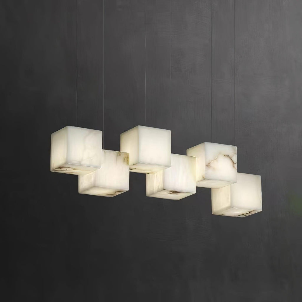 Lustre moderne Kiram en Albâtre Or et blanc
