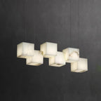 Lustre moderne Kiram en Albâtre Argenté et blanc