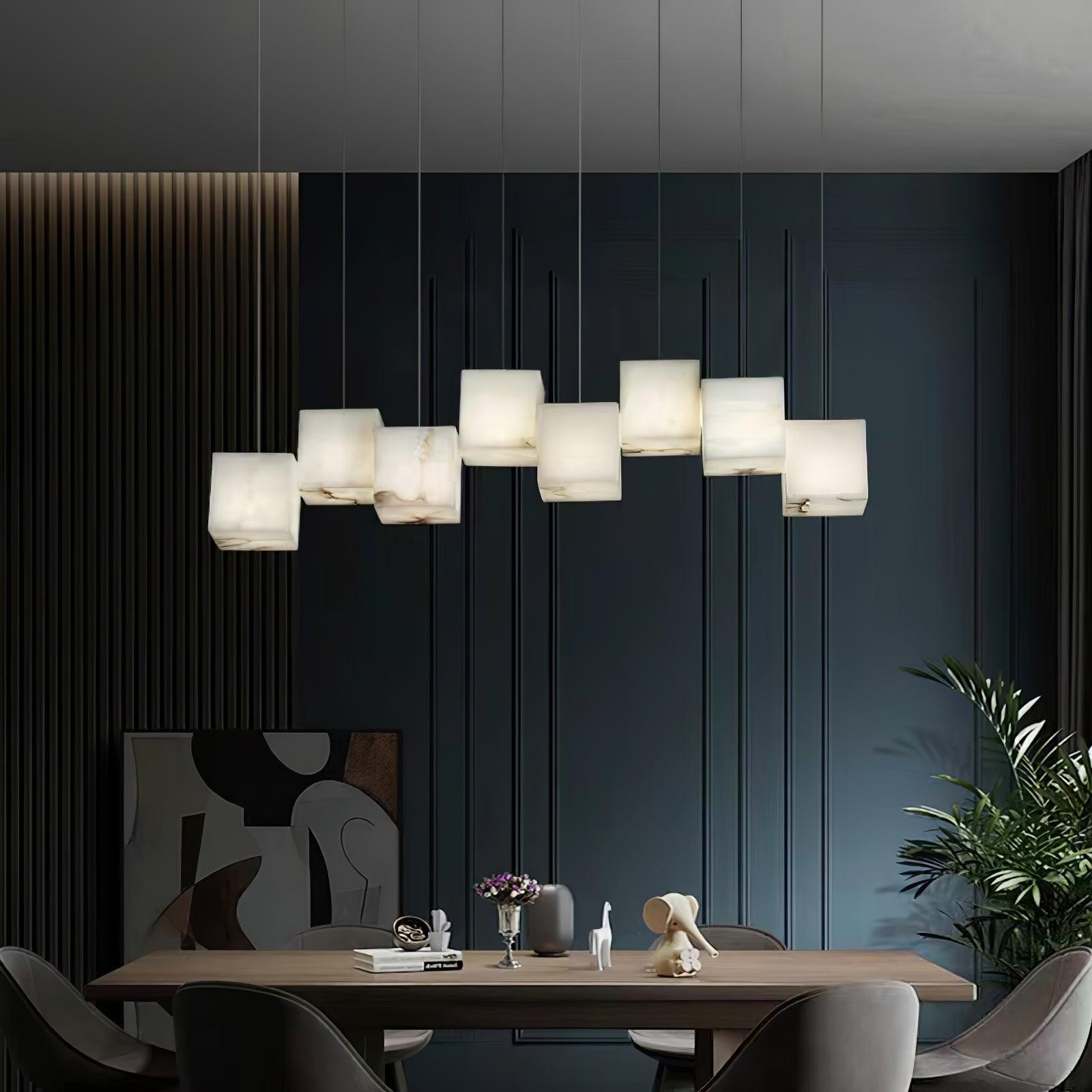 Lustre moderne Kiram en Albâtre Or et blanc