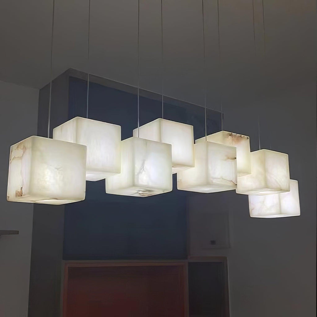 Lustre moderne Kiram en Albâtre Or et blanc
