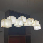 Lustre moderne Kiram en Albâtre Argenté et blanc