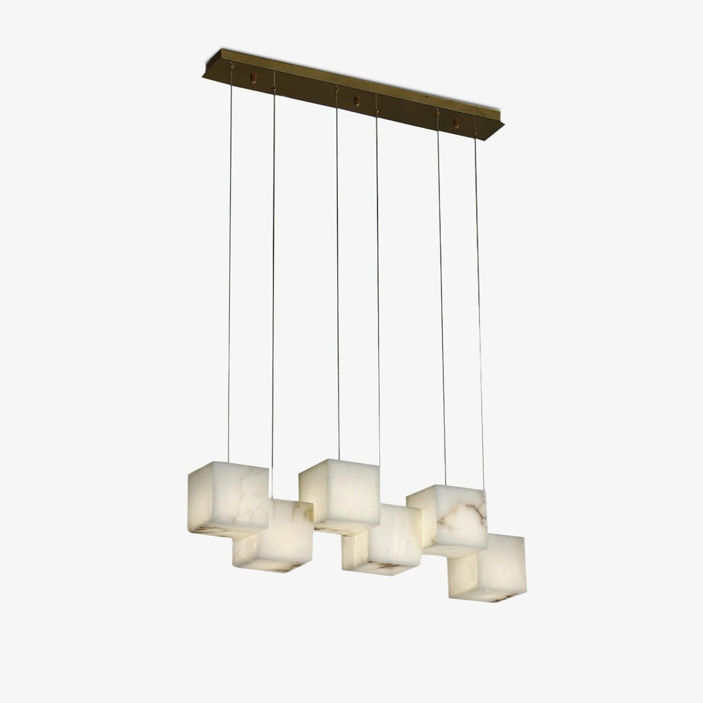 Lustre moderne Kiram en Albâtre Or et blanc