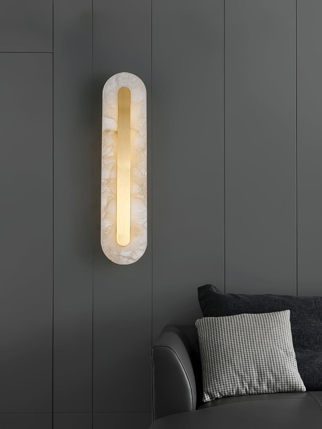 Applique murale moderne Fjolnir en Albâtre Blanc et laiton