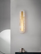 Applique murale moderne Fjolnir en Albâtre Blanc et laiton