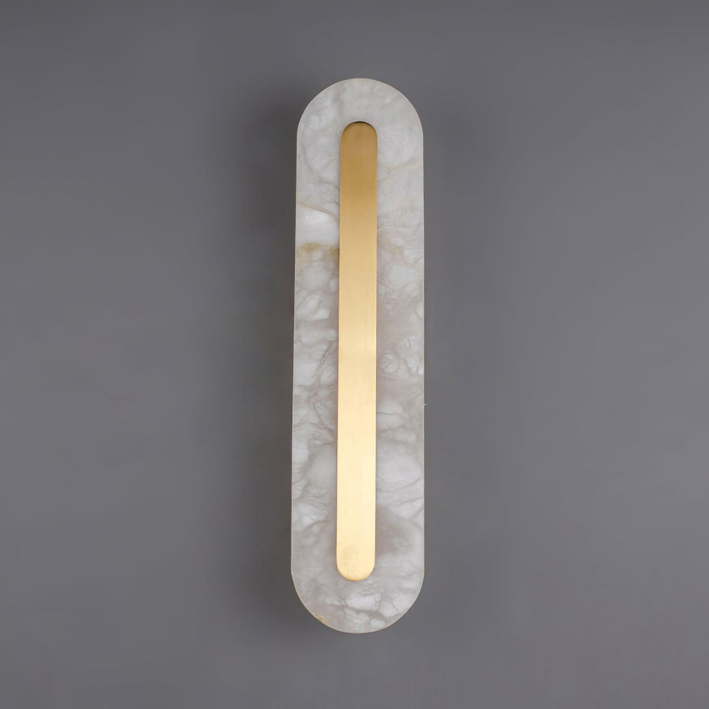 Applique murale moderne Fjolnir en Albâtre Blanc et laiton