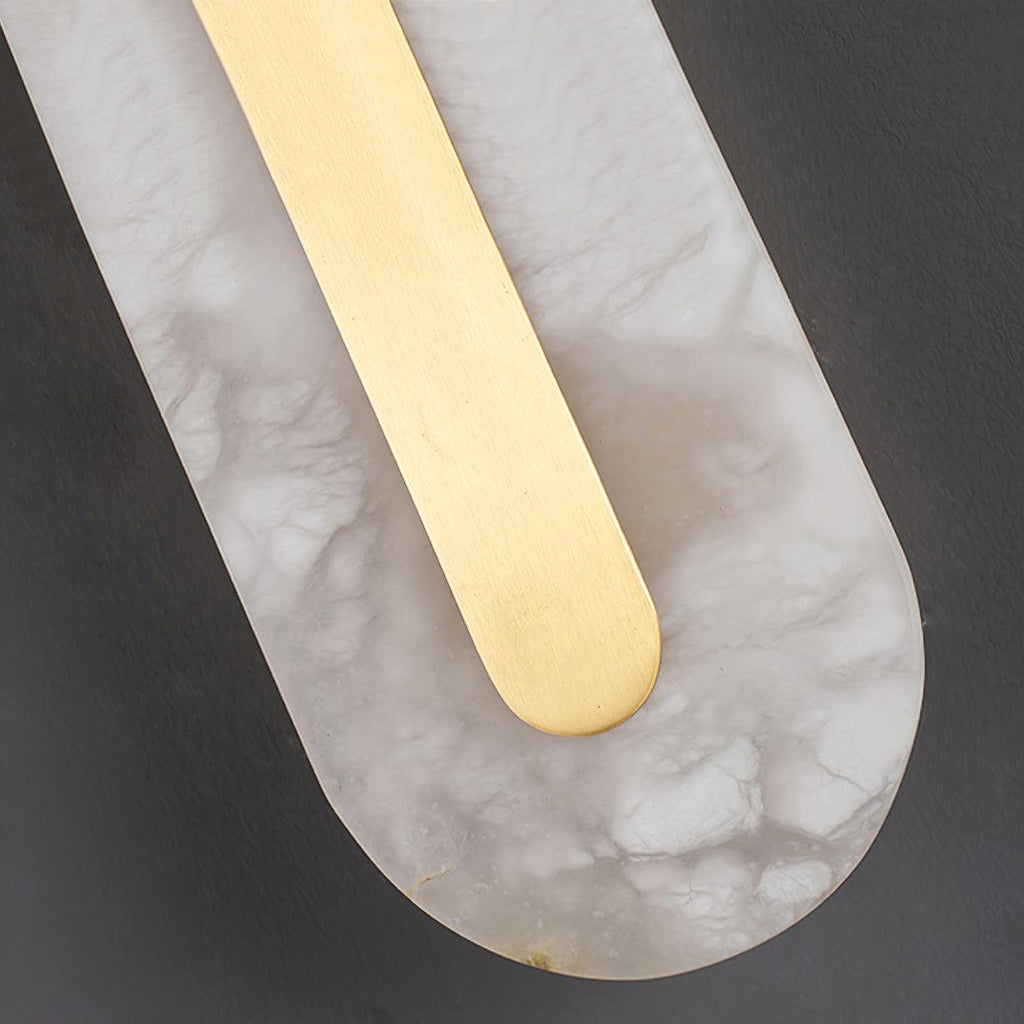 Applique murale moderne Fjolnir en Albâtre Blanc et laiton