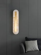 Applique murale moderne Fjolnir en Albâtre Blanc et laiton