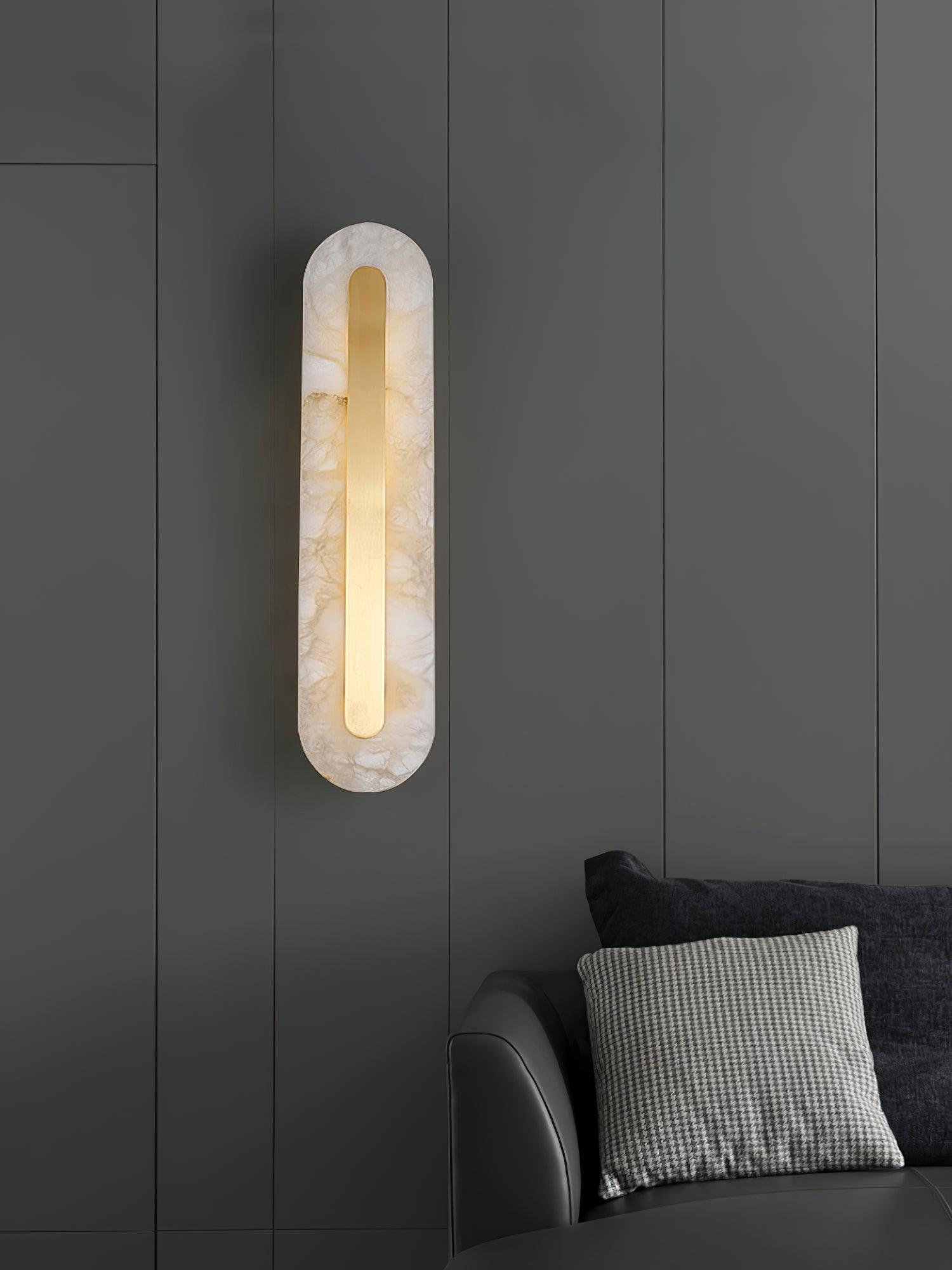 Applique murale moderne Fjolnir en Albâtre Blanc et laiton