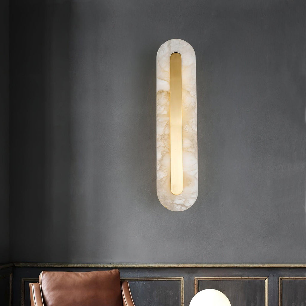 Applique murale moderne Fjolnir en Albâtre Blanc et laiton