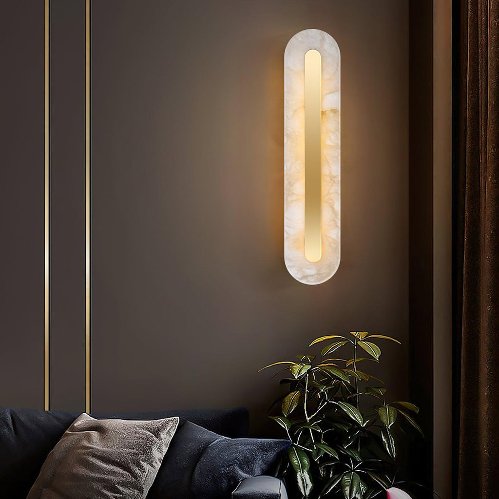 Applique murale moderne Fjolnir en Albâtre Blanc et laiton