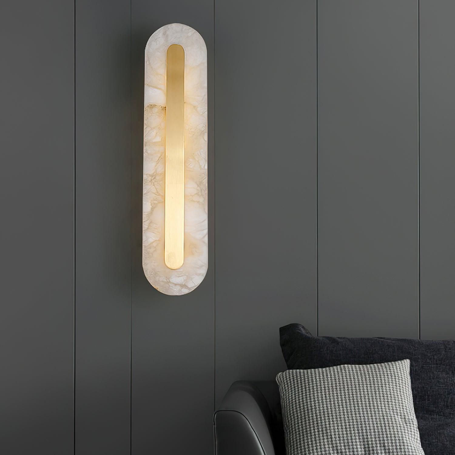 Applique murale moderne Fjolnir en Albâtre Blanc et laiton