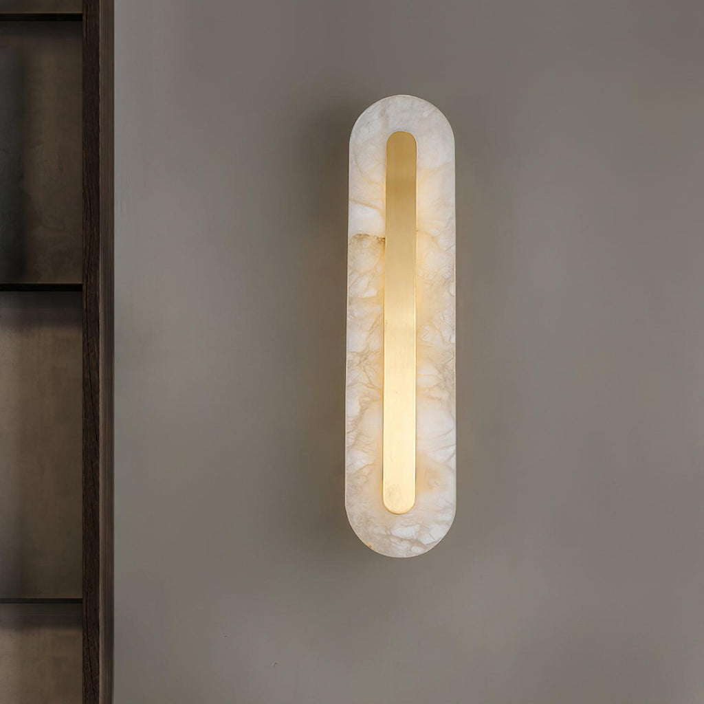 Applique murale moderne Fjolnir en Albâtre Blanc et laiton
